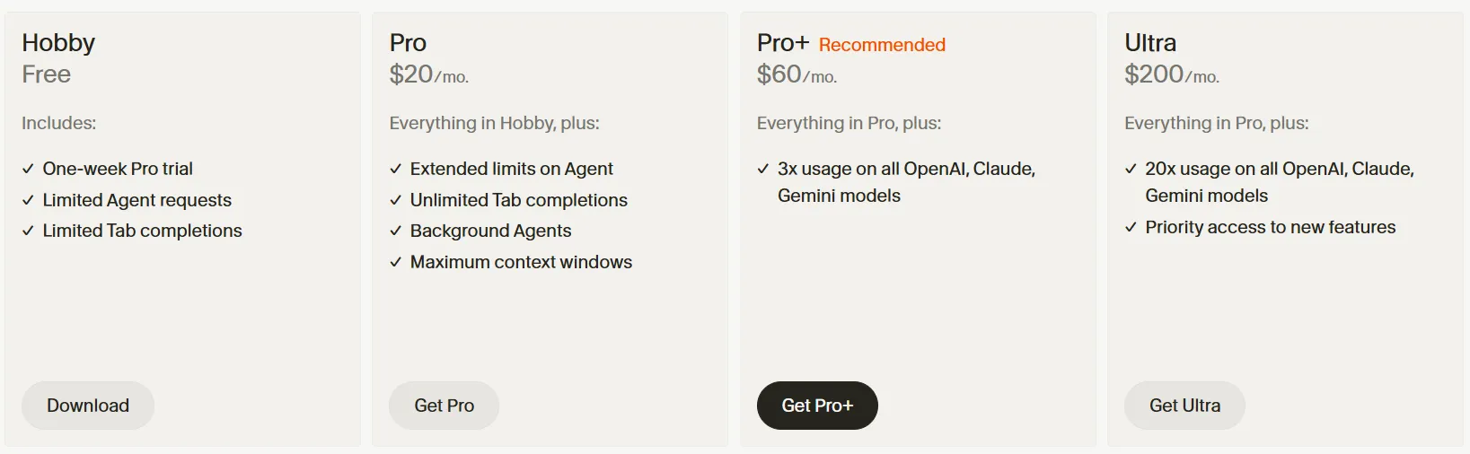 커서 Cursor 17 커서 요금제 보기